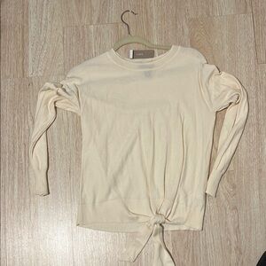 J. Crew Cream Tie-Front Long Sleeve Sweatshirt